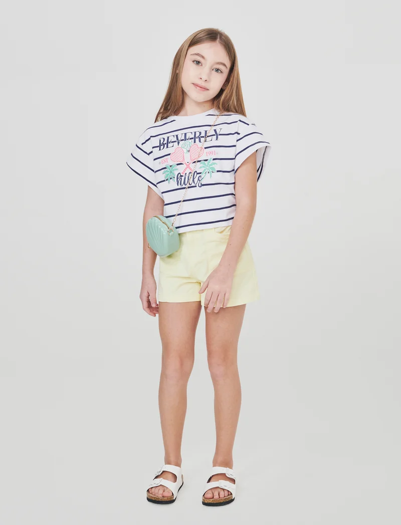 Short in cotone da bambina freschi e comodi - Giallo