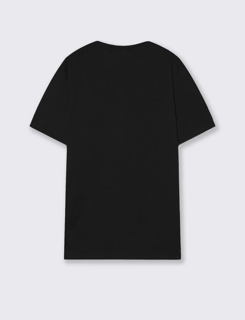 T-shirt basic con tasca e maniche corte - Nero