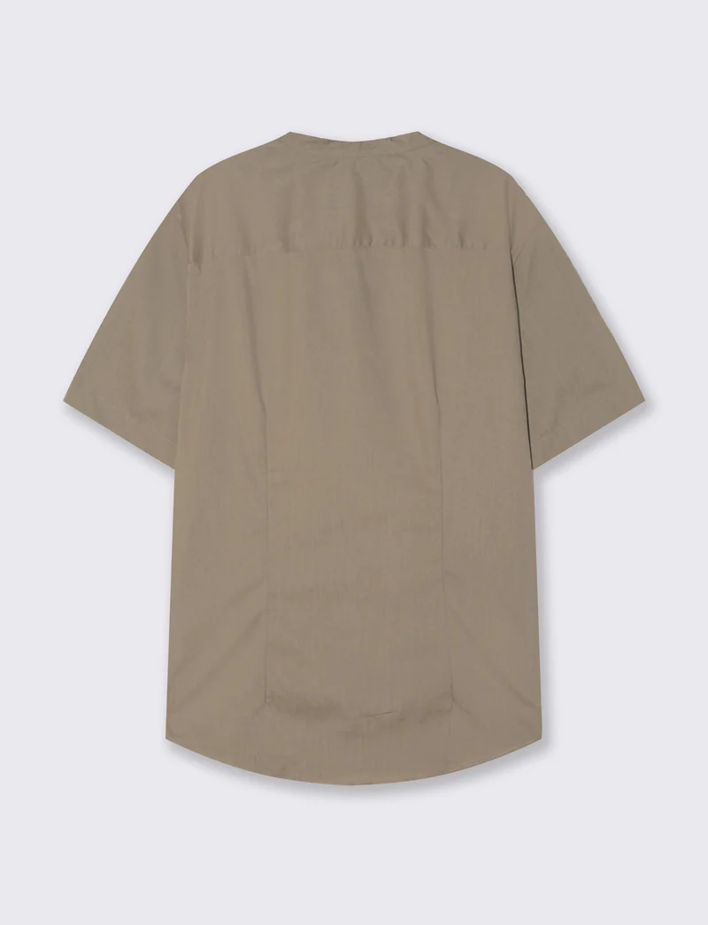 Camicia Regular Fit Easy Iron Collo Coreano - Grigio fango