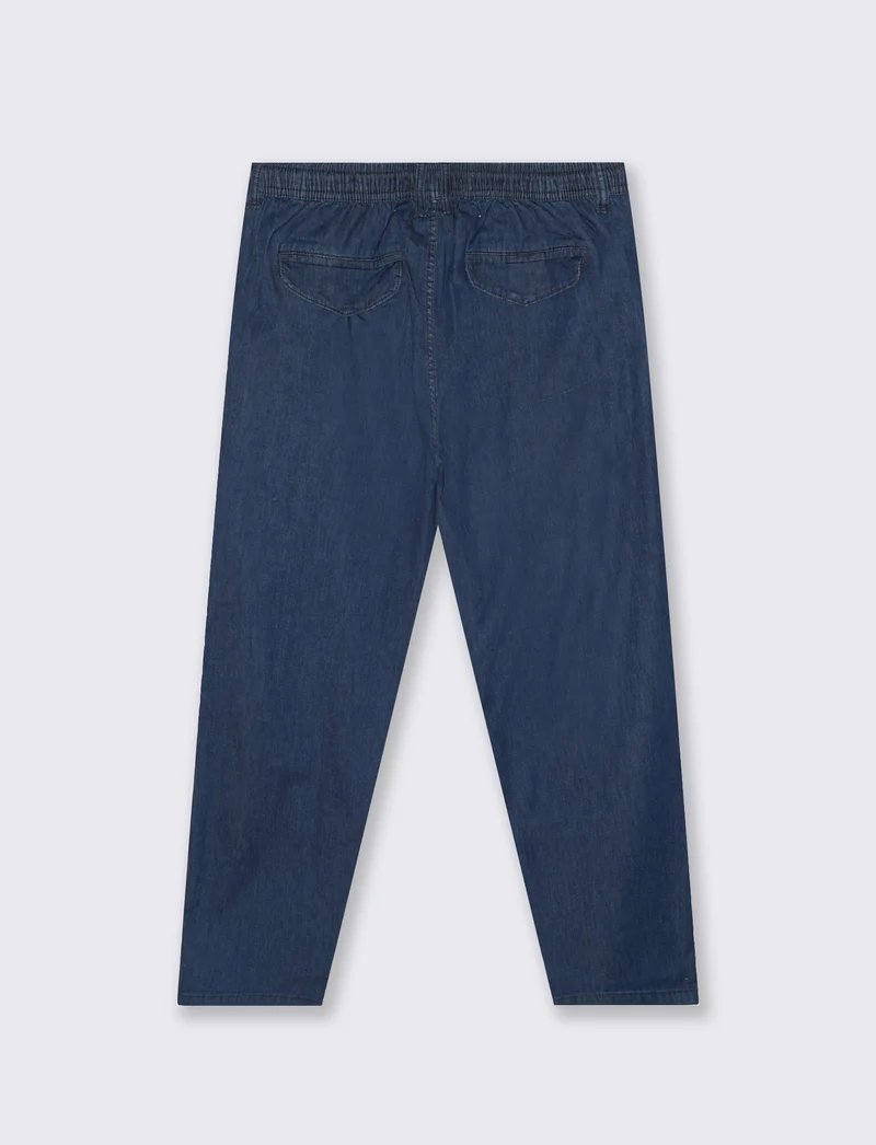 Jeans Chino Jogger Blu Scuro Effetto Slavato - Denim