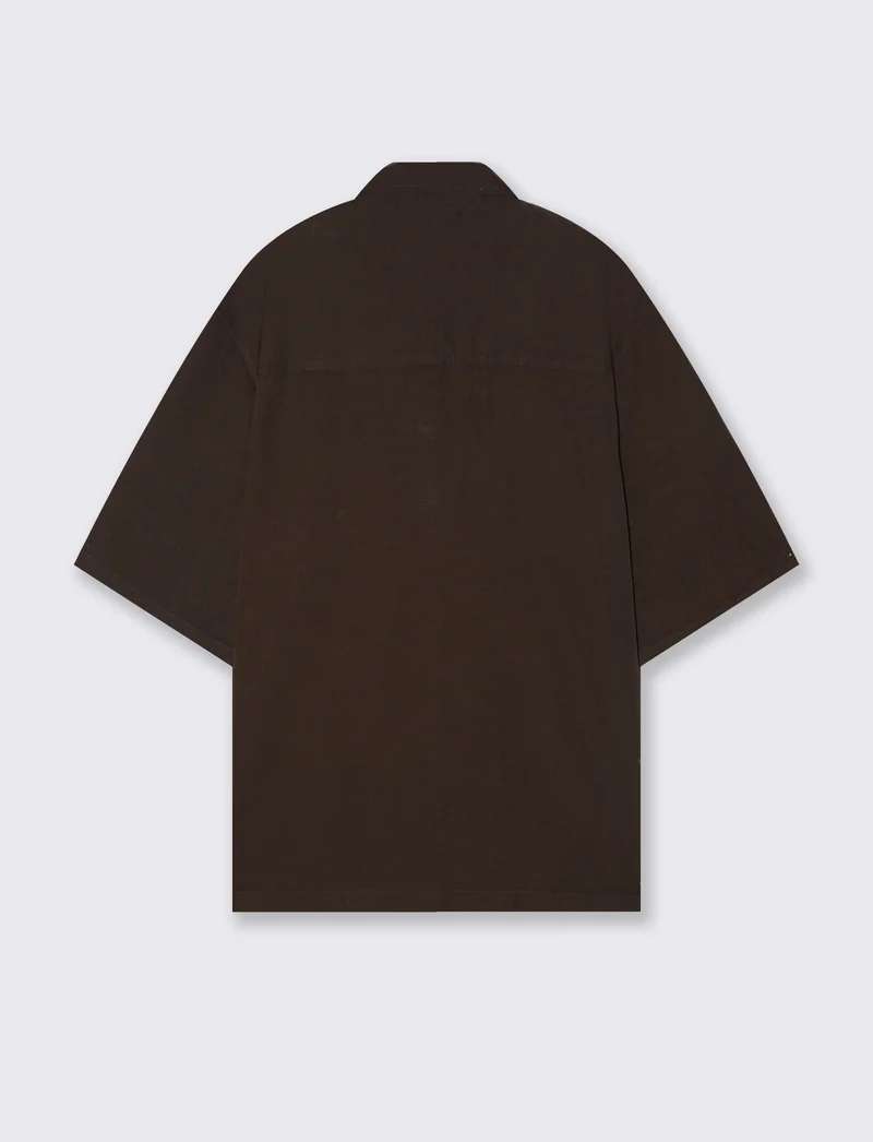 Camicia Boxy Fit in Cotone Slub - Moro