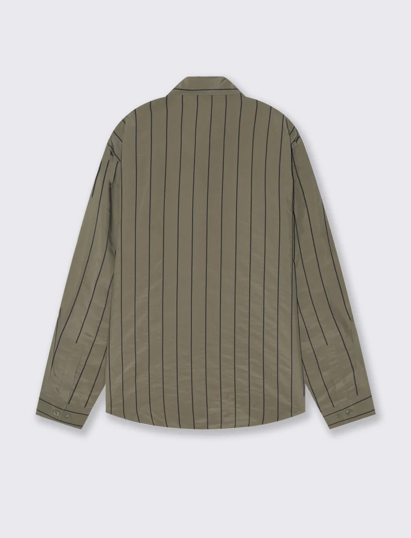 Camicia a righe in tessuto premium - Verde militare