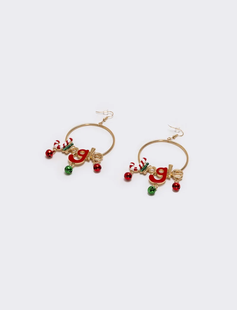Orecchini cerchi soggetti natale - Multicolore