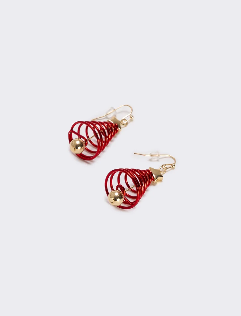 Orecchini donna albero natale spirale - Rosso