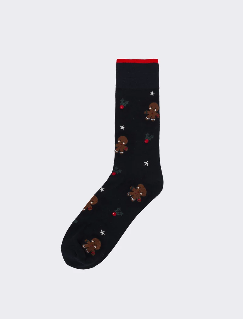 Calzino medio uomo fantasia natale - Blu