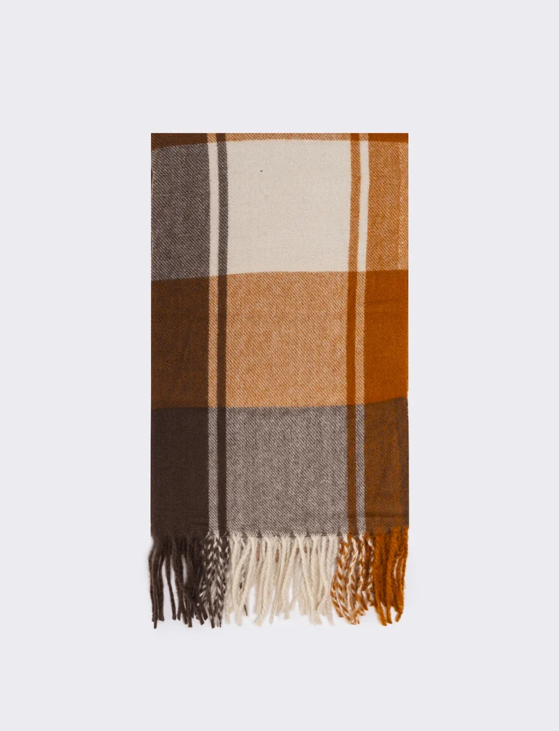 Sciarpa uomo quadri 180x70 - Arancio
