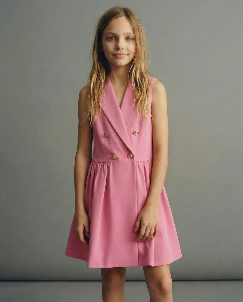 Abito gilet elegante con bottoni gioiello - Rosa