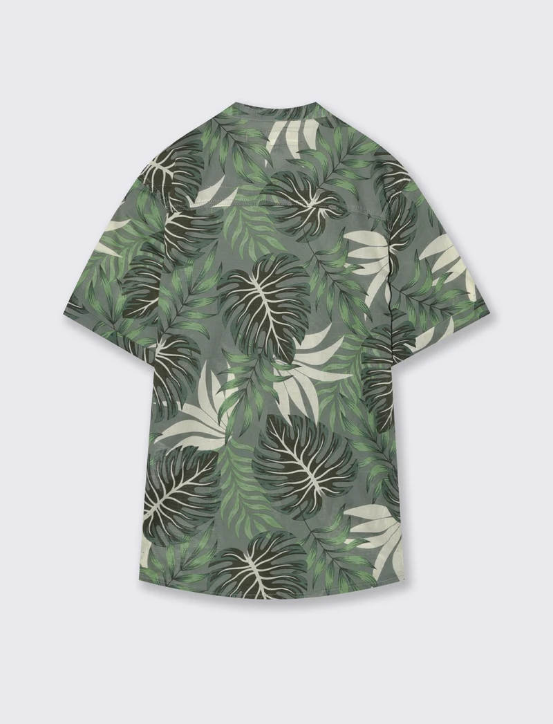 Camicia in cotone leggero fantasia estiva - Verde salvia