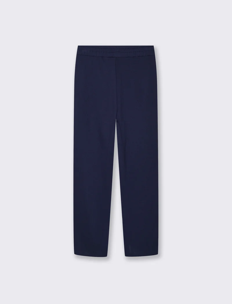 Pantalone Basico con Elastico in Vita - Blu