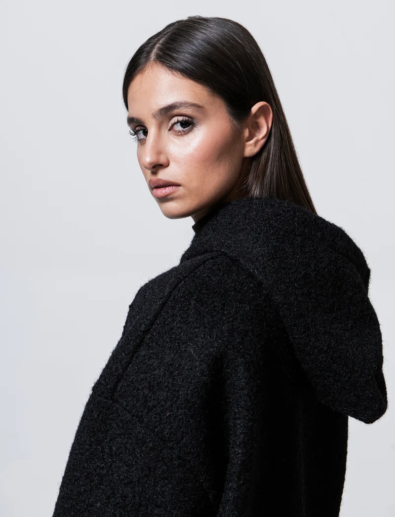 Cappotto con zip oversize - Nero
