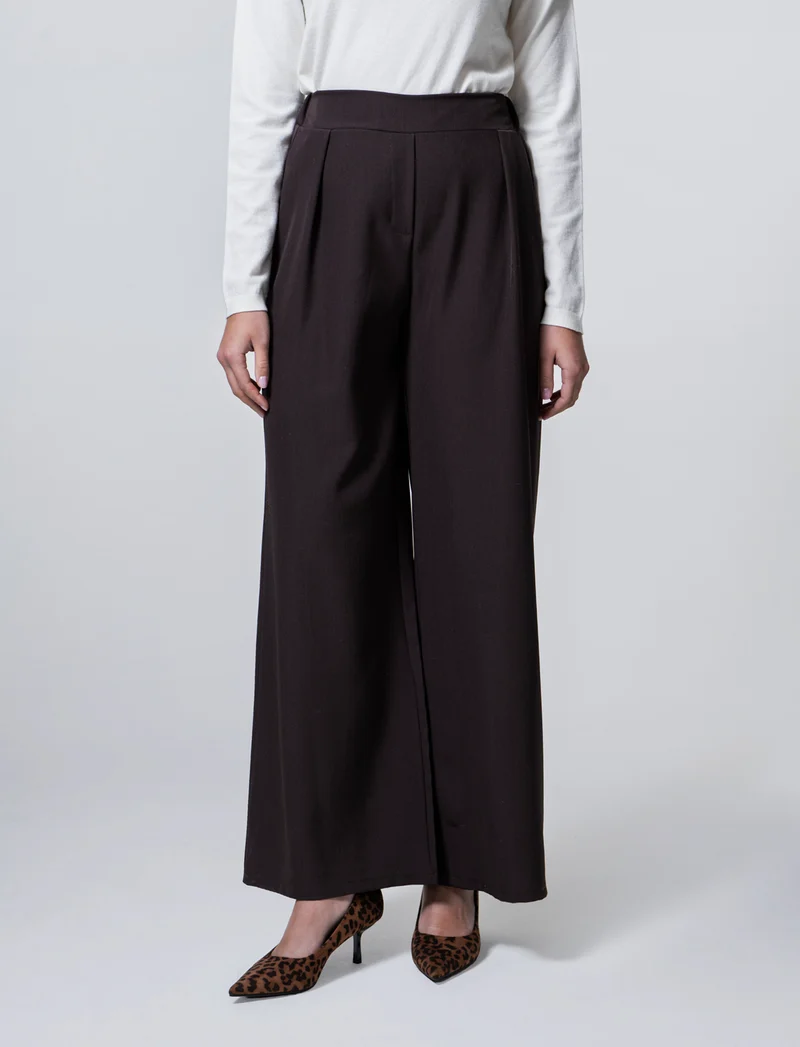 Pantalone palazzo con pinces - Moro