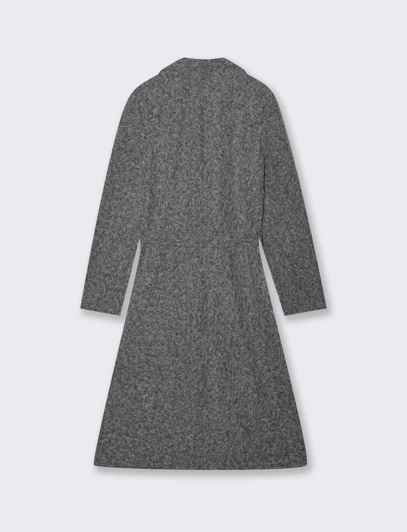 Cappotto in tessuto effetto pelliccia - Grigio
