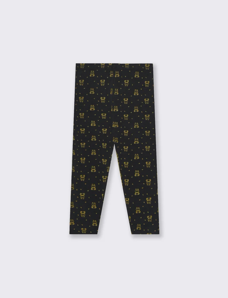 Leggings all over stampa in pasta - Nero