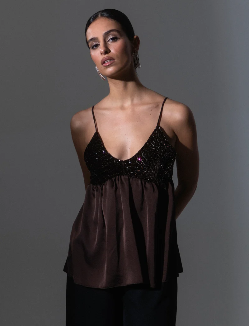 Top in paillettes e georgette - Moro