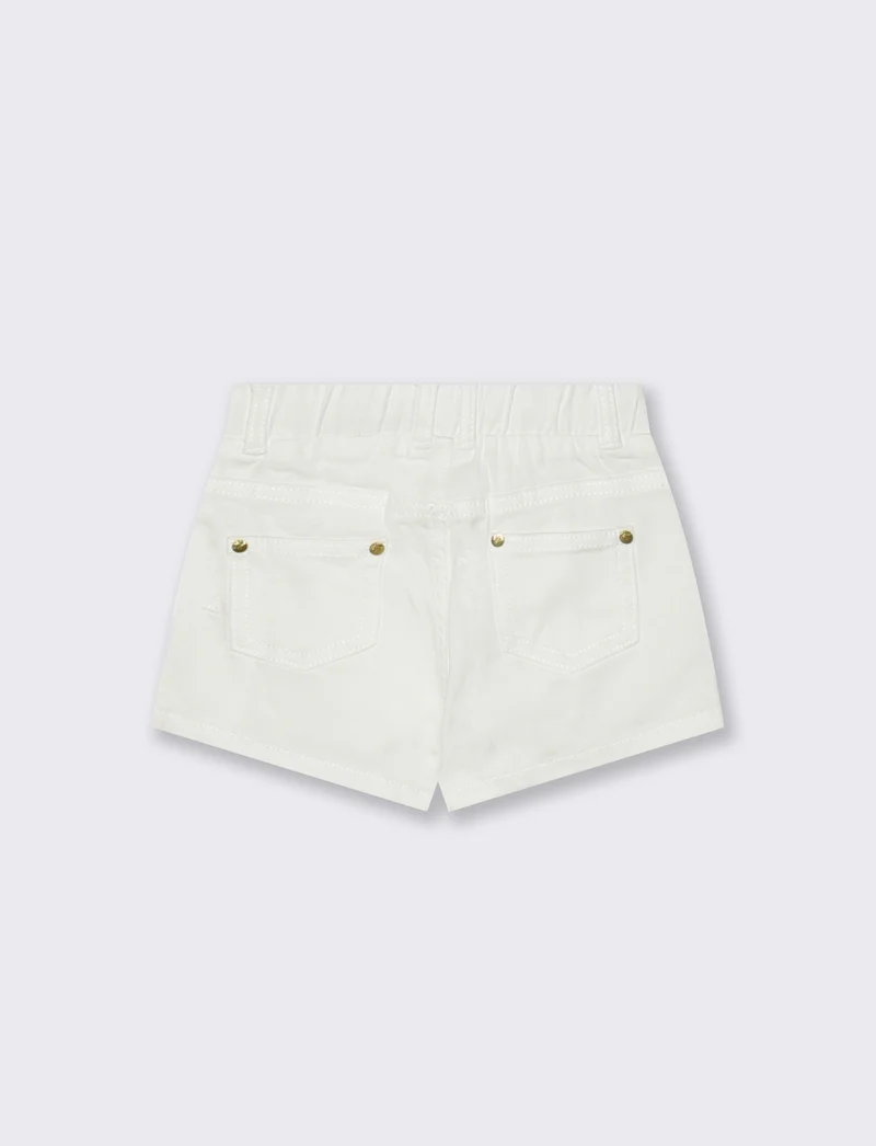 Shorts in twill con tasche e vita regolabile - Bianco
