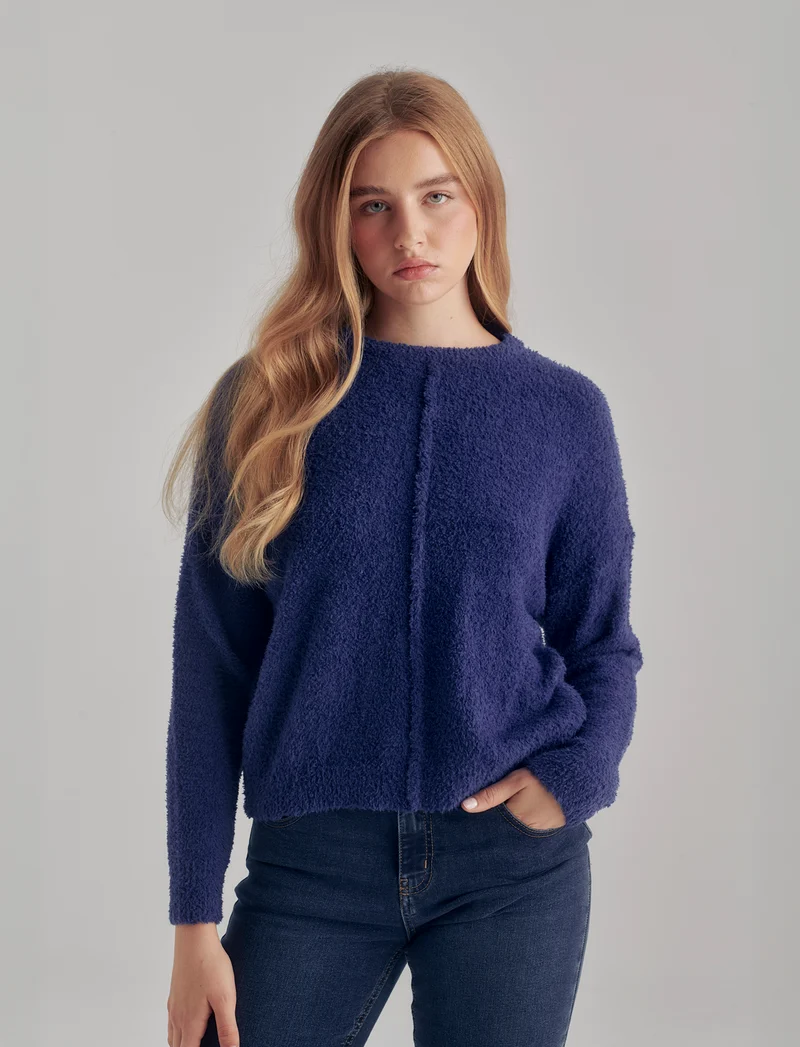 PULLOVER CON CUCITURA IN RILIEVO - Royal