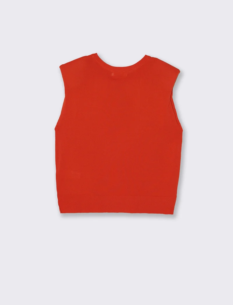 Gilet in Maglia con Spalline Imbottite - Arancio