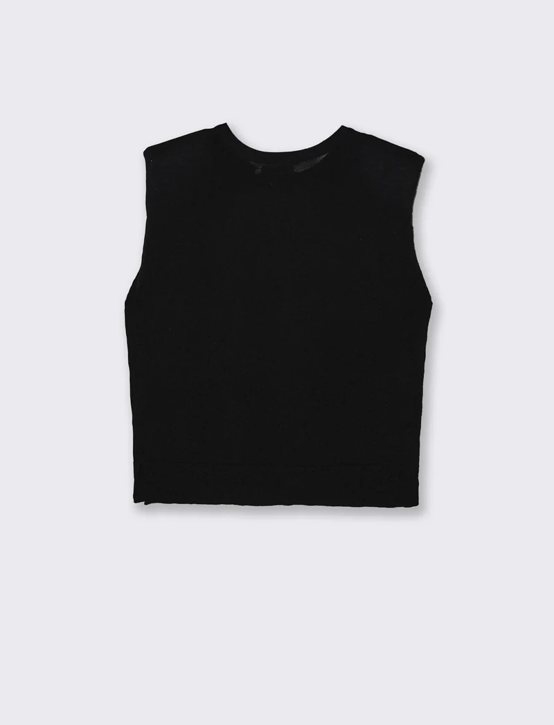 Gilet in Maglia con Spalline Imbottite - Nero