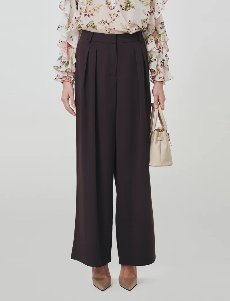 Pantalone Gamba Dritta con Tasche Americane - Moro