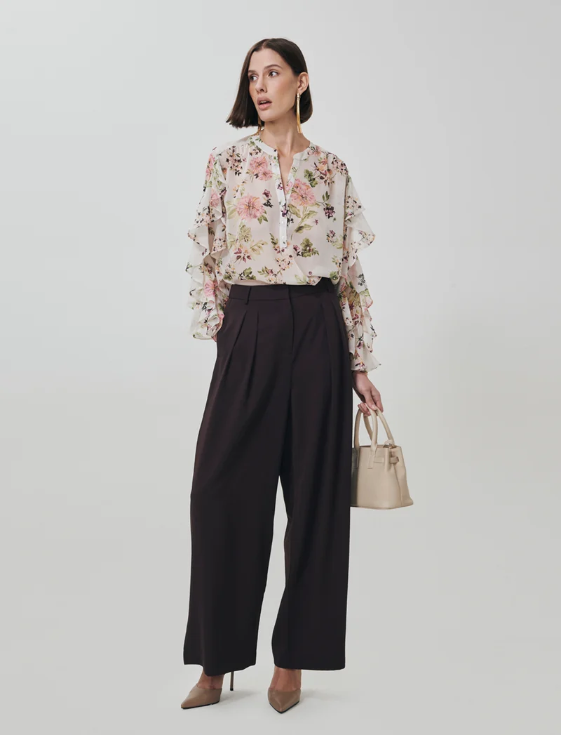 Pantalone Gamba Dritta con Tasche Americane - Moro