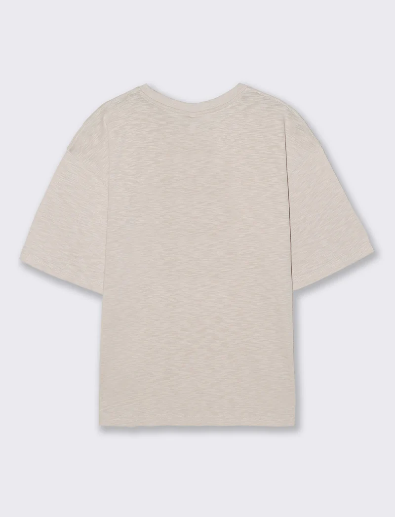 Shirt Girocollo Manica Corto Comoda - Beige grano