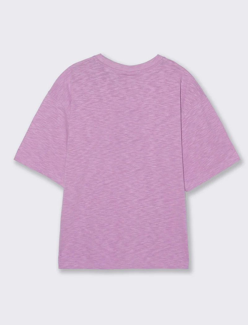 Shirt Girocollo Manica Corto Comoda - Viola glicine