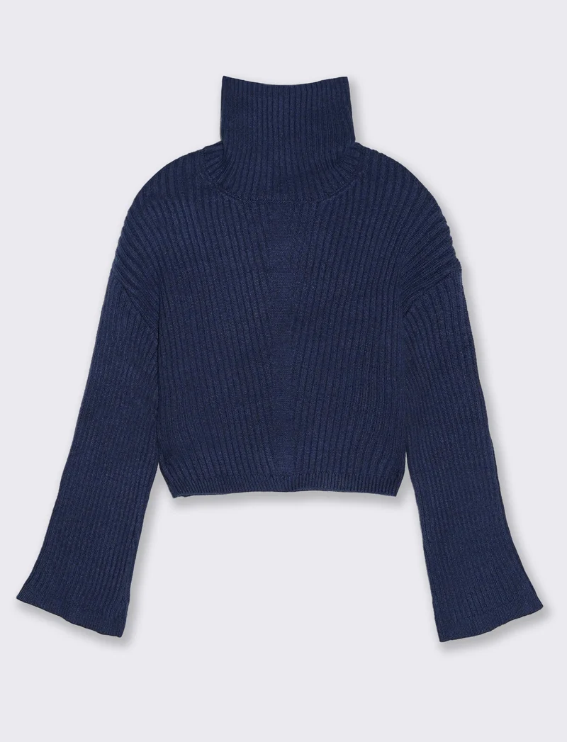PULLOVER CROP - Blu