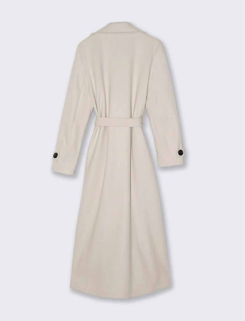 Cappotto trench doppiopetto con cintura - Beige