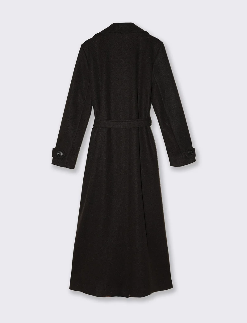 Cappotto trench doppiopetto con cintura - Moro