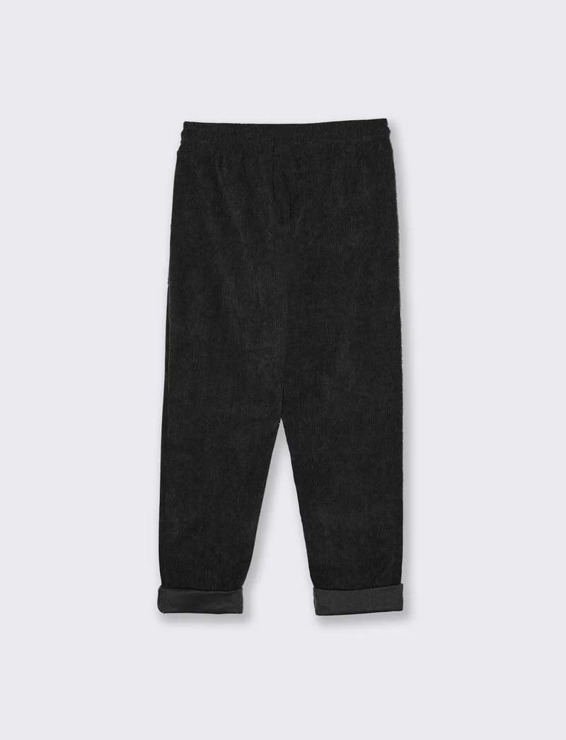 Pantalone con elastico in velluto - Nero