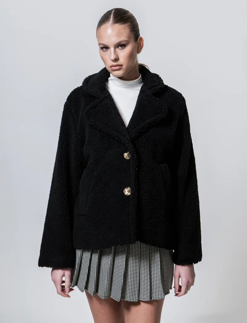 Giacca effetto teddy - Nero
