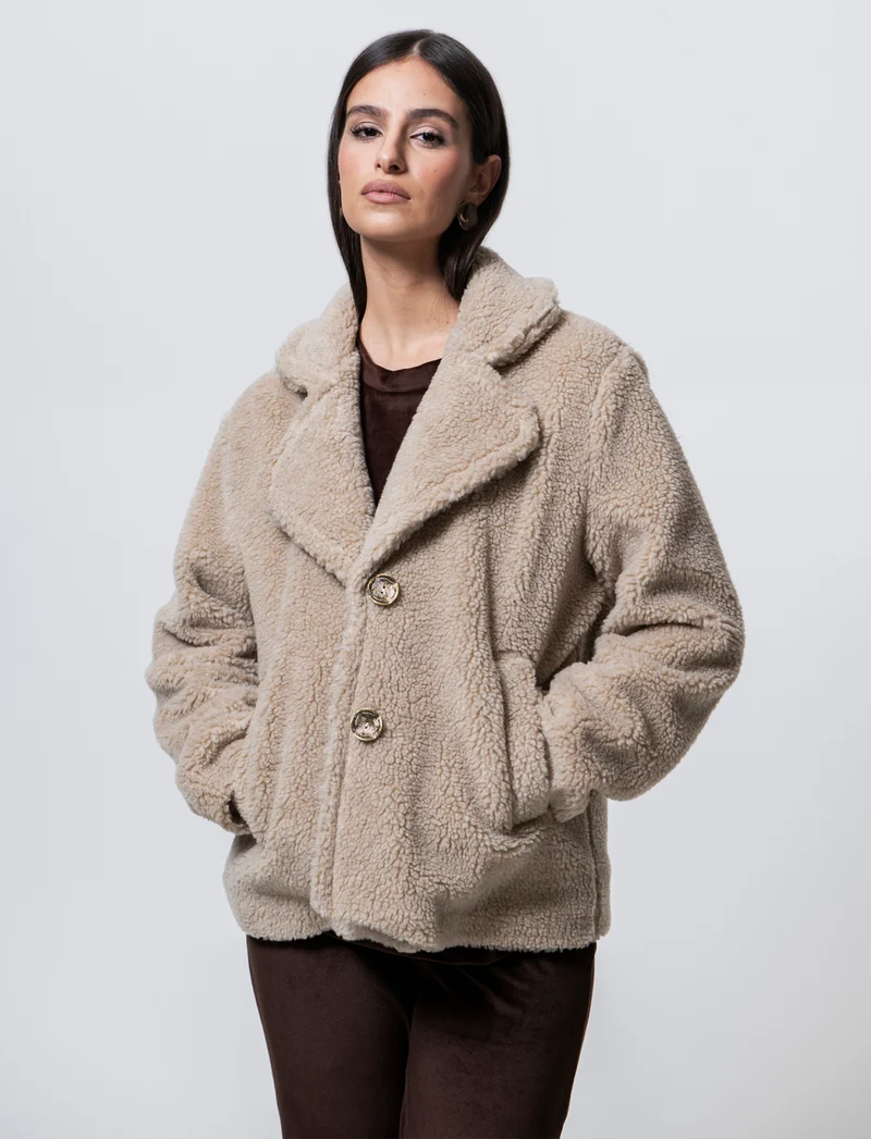 Giacca effetto teddy - Beige
