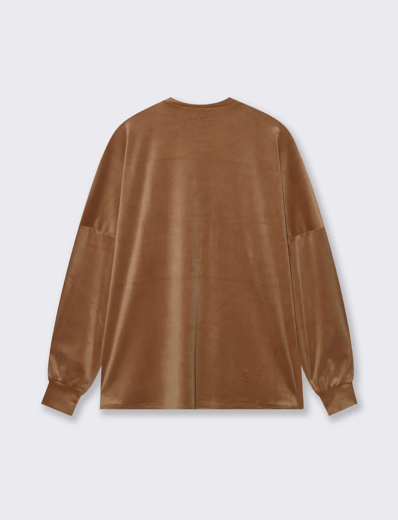Maglia in ciniglia girocollo - Cammello