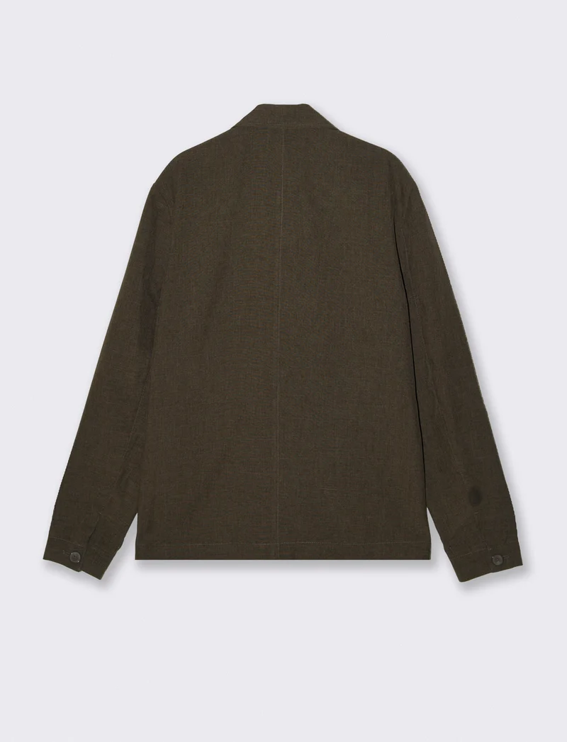 Blazer effetto lino con colletto francese - Moro