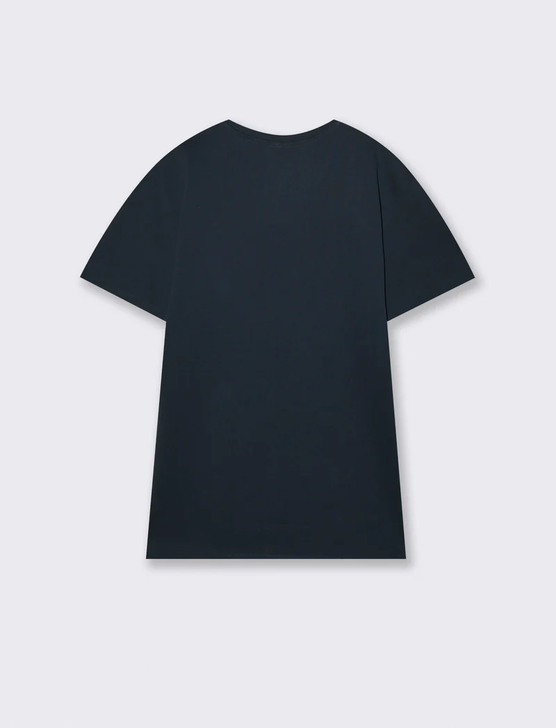 T-shirt girocollo in cotone mercerizzato - Blu