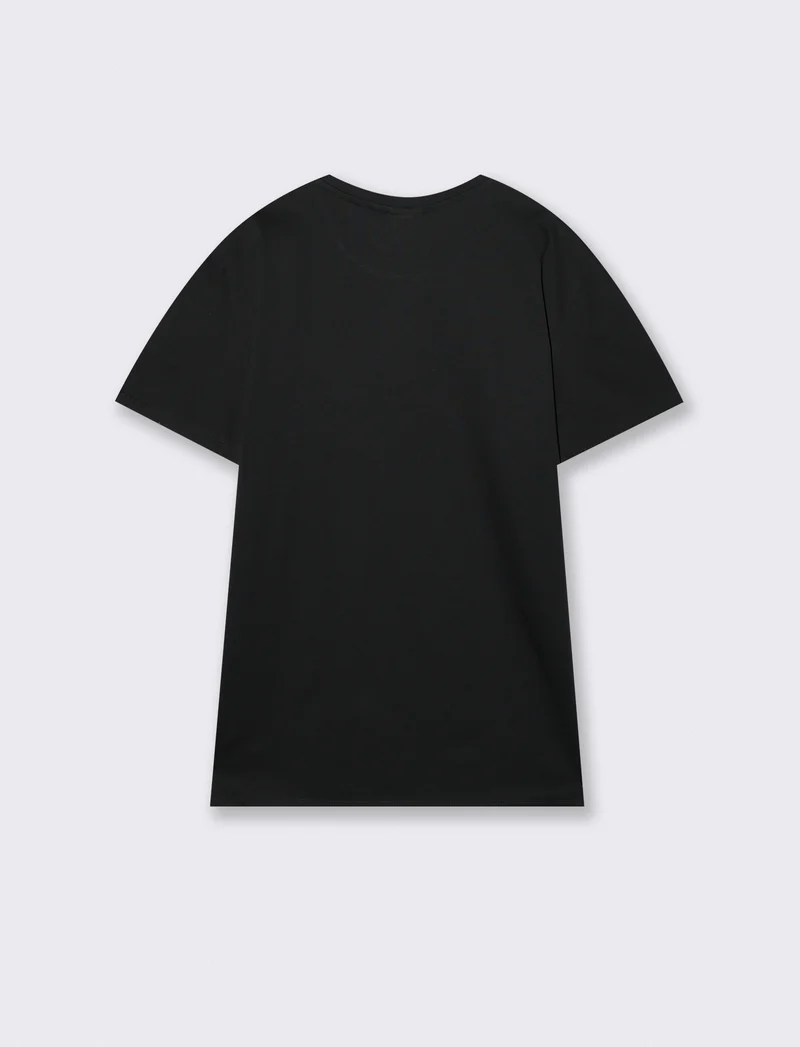T-shirt girocollo in cotone mercerizzato - Nero