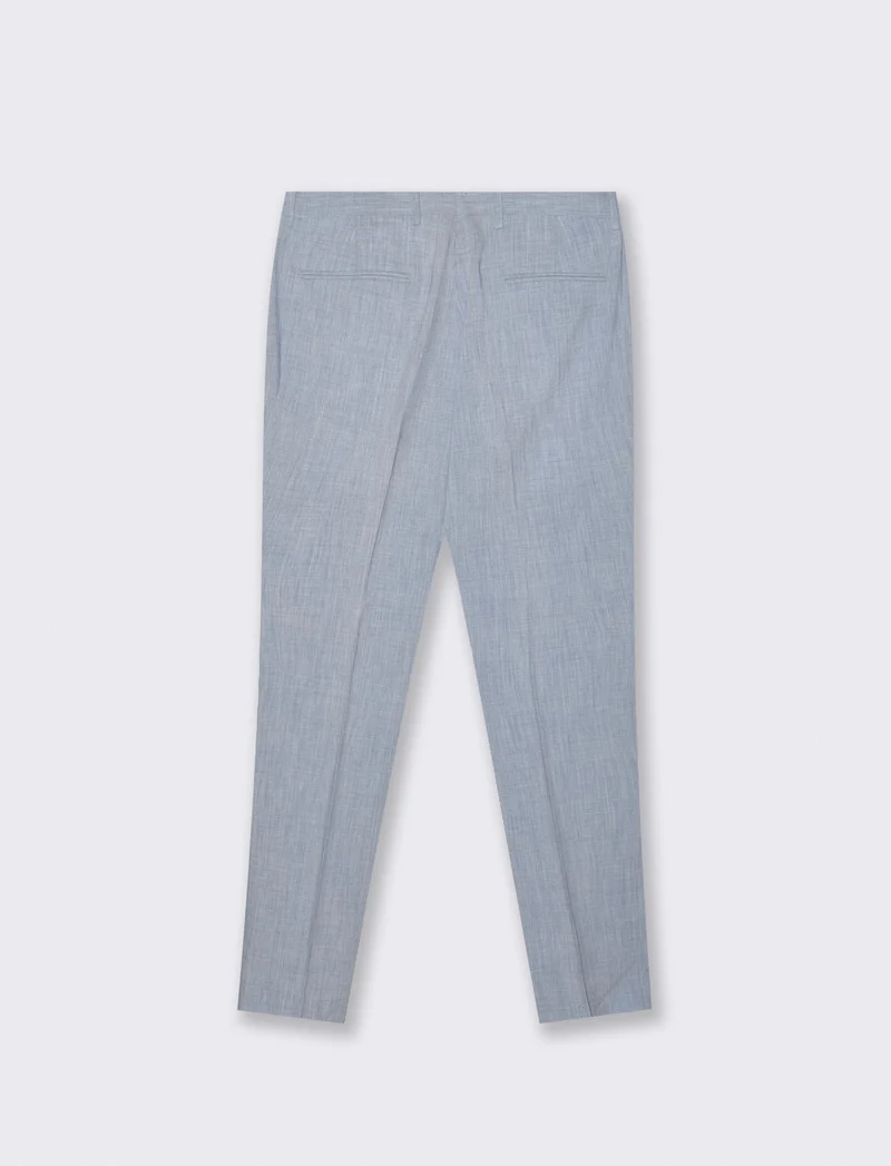 Pantaloni formal fit effetto lino - Blu