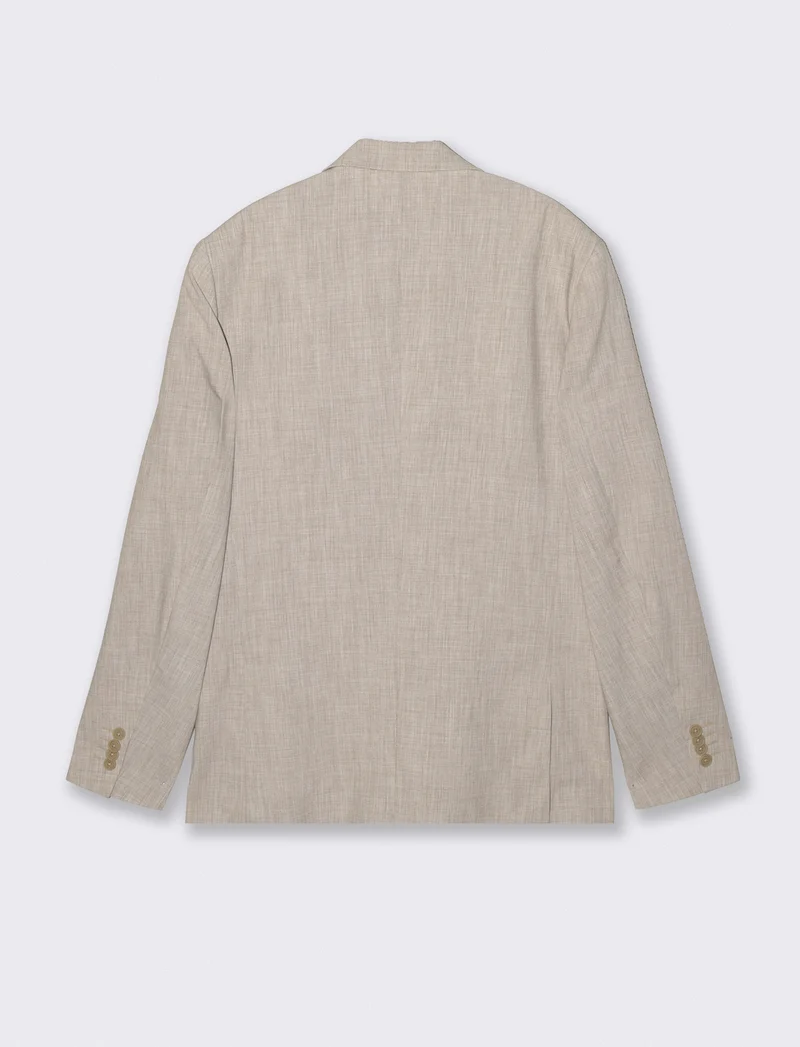 Blazer effetto lino con colletto classico - Beige