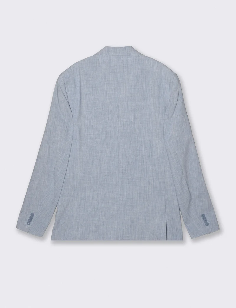 Blazer effetto lino con colletto classico - Blu