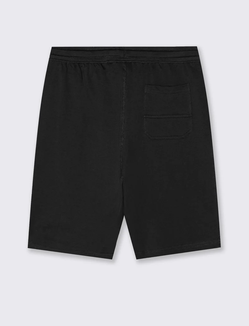 Bermuda in felpa con vita jogger regolabile - Nero