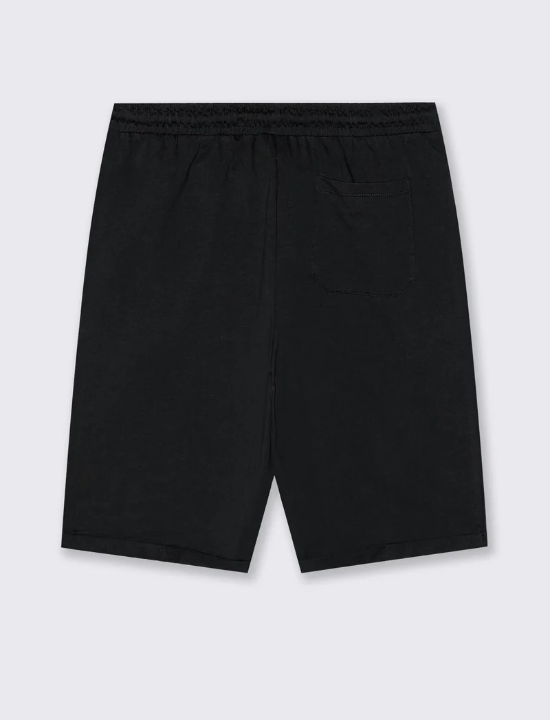 Bermuda in felpa con vita jogger - Nero