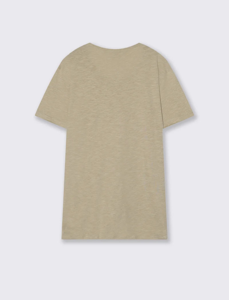 T-shirt girocollo cotone slub regular fit - Grigio stone
