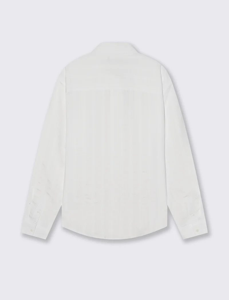 Camicia Jacquard Effetto Riga Soft Fit - Bianco