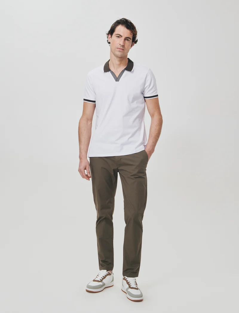 Pantaloni Chino Slim Fit in Cotone Stretch - Grigio fango