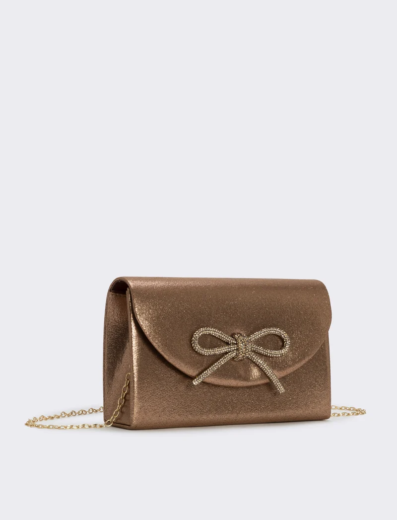 Borsetta rigida con fiocco e strass - Bronzo