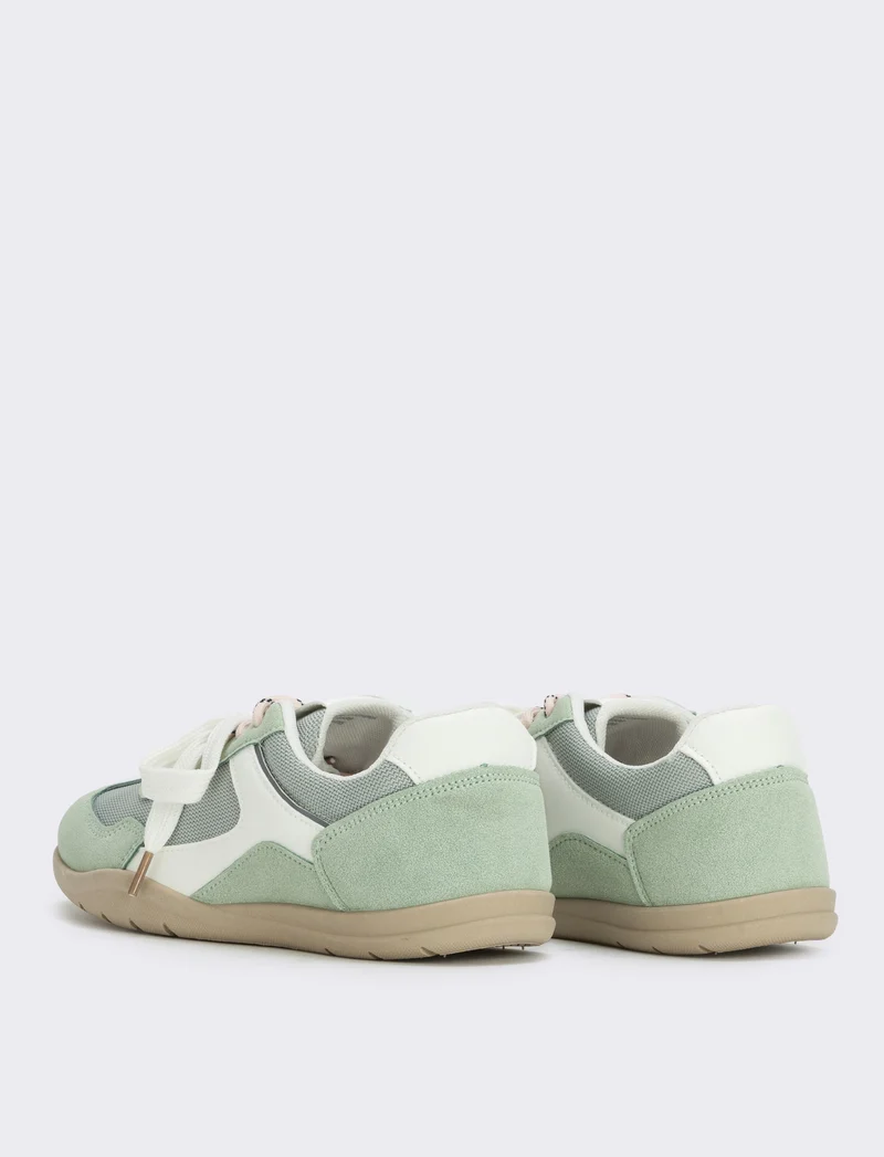 Sneakers doppio laccio in tessuto - Verde menta