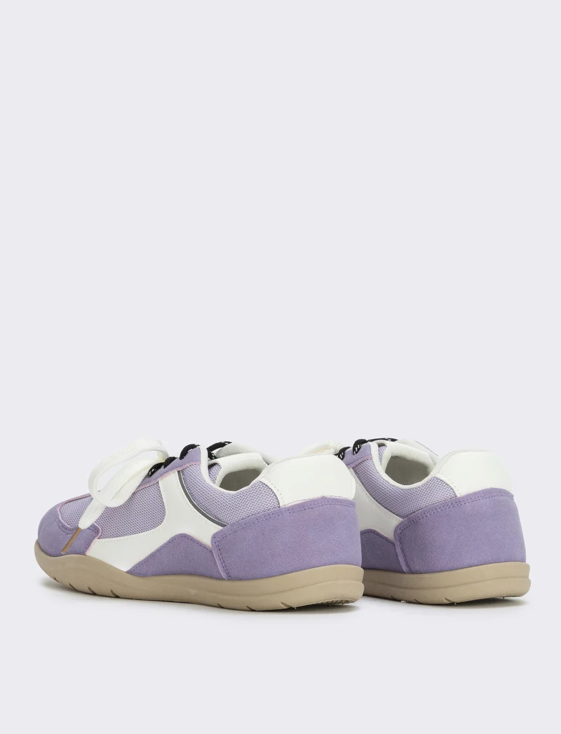 Sneakers doppio laccio in tessuto - Lilla