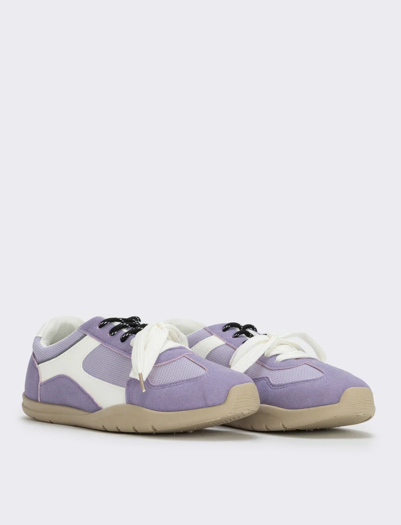 Sneakers doppio laccio in tessuto - Lilla