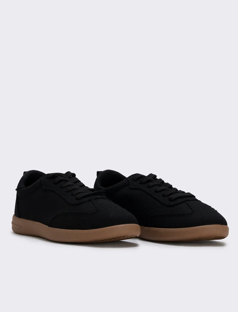 Sneakers minimal in tela per donna - Nero