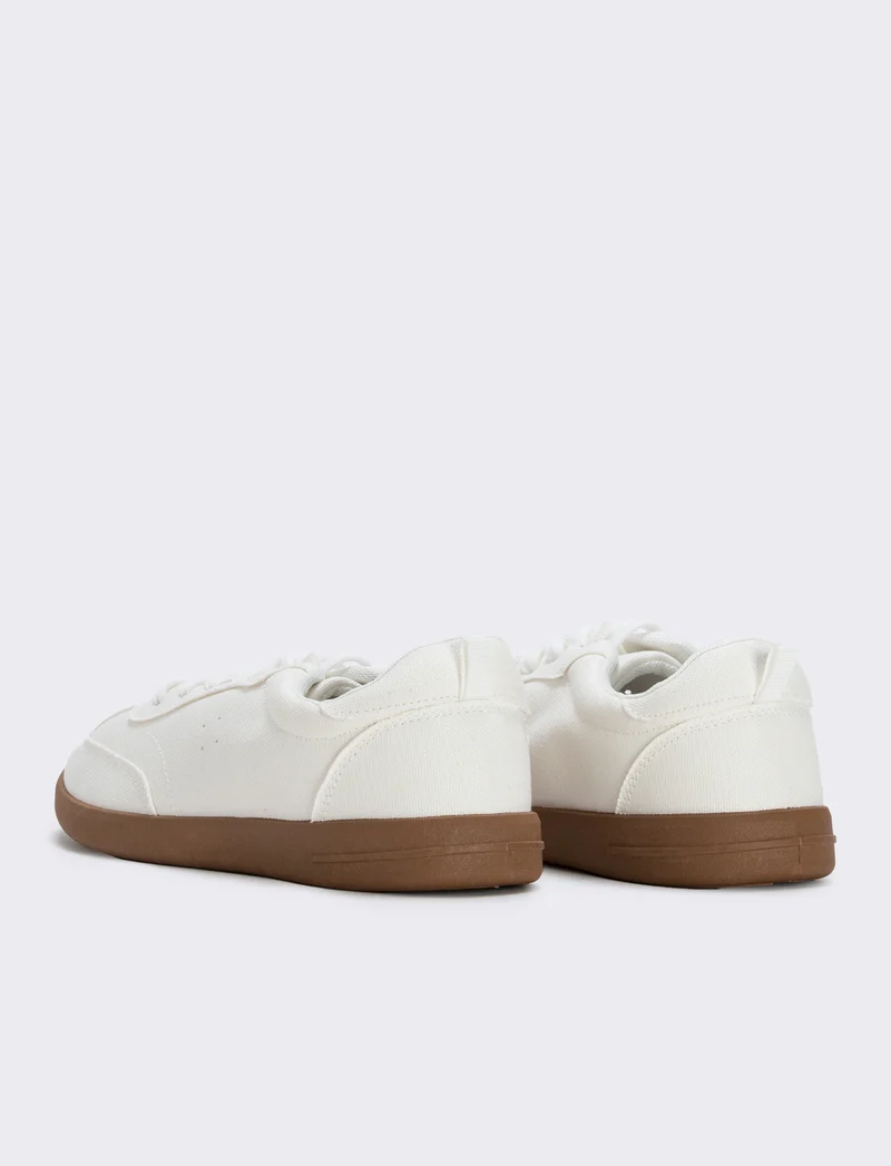 Sneakers minimal in tela per donna - Bianco